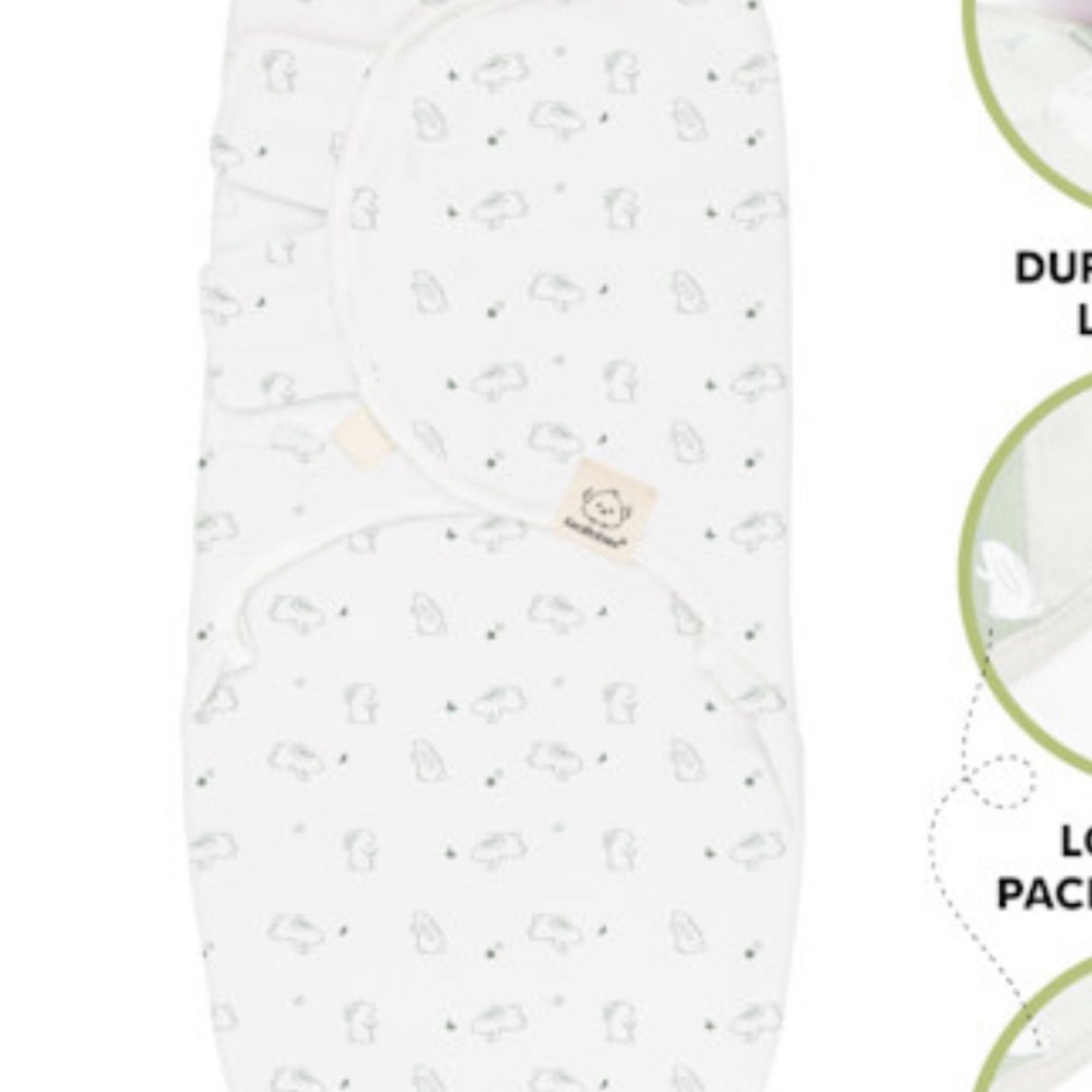 Keababies set of 3 swaddles Green & White Wraps size S 0-3 months. Never used! - Picture 3 of 3
